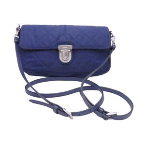 PRADA Quilted Crossbody Shoulder Bag Navy Blue Leather